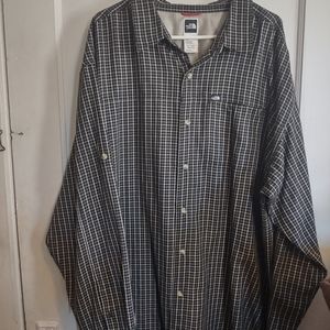 The North Face Black & White Plaid Button Down Long Sleeve Shirt sz XXL